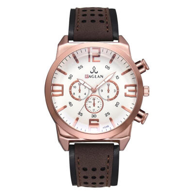 

Men Sports Casual Quartz Watches PU Leather Strap Digital Round Dial Watch