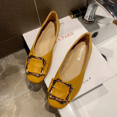 

Bean shoes women summer Joker with square head thick heel net red shoes women soft bottom retro square buckle grandma shoes