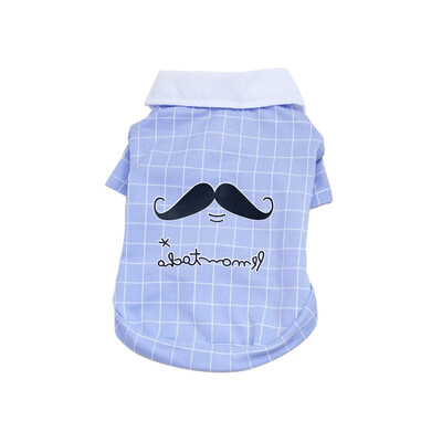 

Summer Pet Dog Spring Shirt Clothes Hiphop Moustache Pattern Puppy Dog Cats T-shirt with Large Bowknot Tie for Teddy