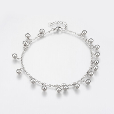 

304 Stainless Steel Anklets Round Stainless Steel Color 9"230mm