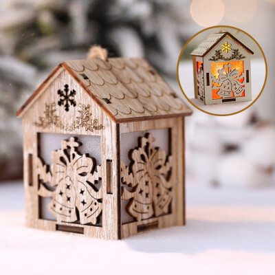 

Christmas LED Luminous Small Wooden House Decoration For Home Hanging Decoration