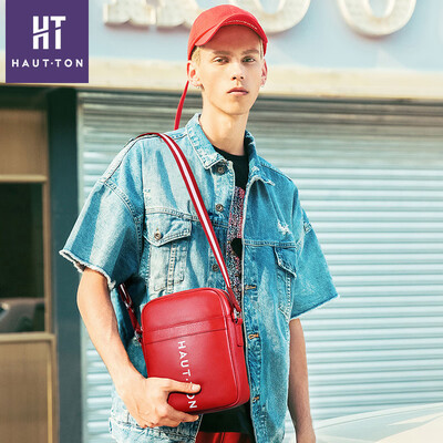 

New leather Messenger bag mens bag shoulder bag mens bag leather leisure small backpack China red