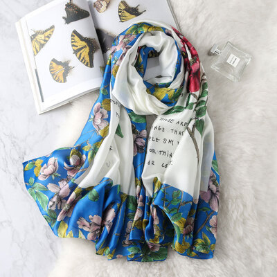 

Silk scarf female spring new retro flower simulation silk scarf summer ladies go out travel holiday shawl shawl