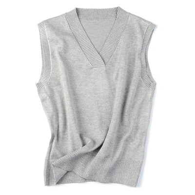 

Women Spring Autumn Sweater Vest Sleeveless Loose V-neck Basic Casual Plus Size Jumpers Pullover Tops