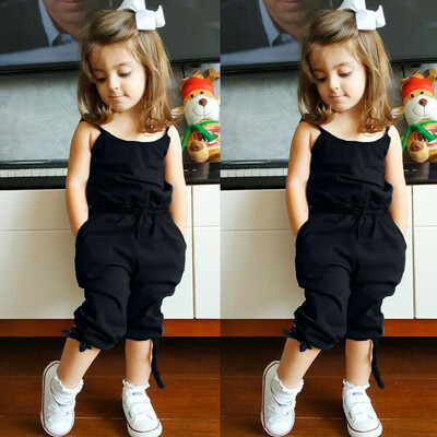 

Summer Infant Baby Girls Sleeveless Solid Lacing Bow Print Romper Jumpsuit