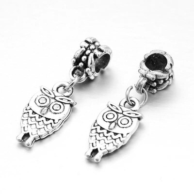 

Large Hole Owl Alloy European Dangle Beads Antique Silver 30mm Hole 45mm