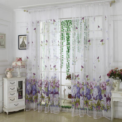 

Peony Flower Print Shading Window Curtain Yarn Living Room Bedroom Purdah