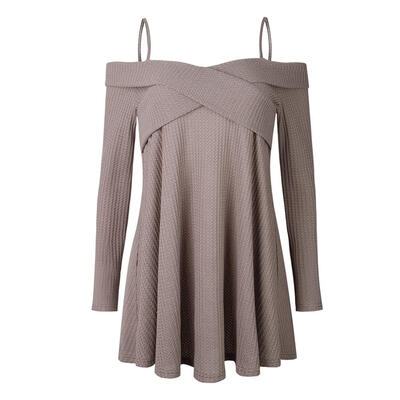 

Women Fashion Spaghetti Strap Off Shoulder Long Sleeve Tops Elegant Blouse