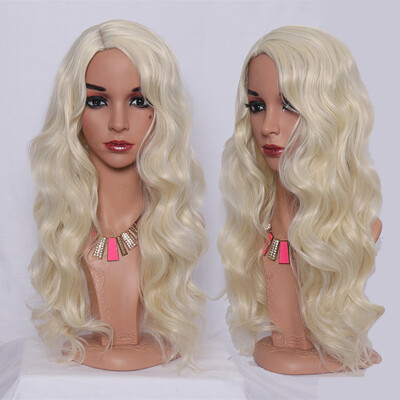 

〖Follure〗Sexy Women Long Light Yellow Curly Wig Party Synthetic Fashion Wigs Rose Net Hot