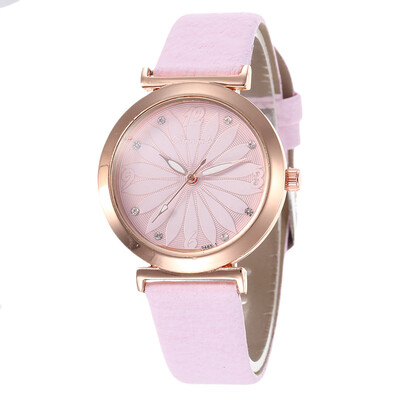 

Flower-shaped leather simple ladies fashion watch student creative pop watch