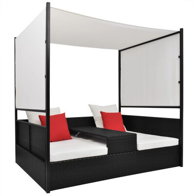 

Garden Bed with Canopy Black 748"x512" Poly Rattan