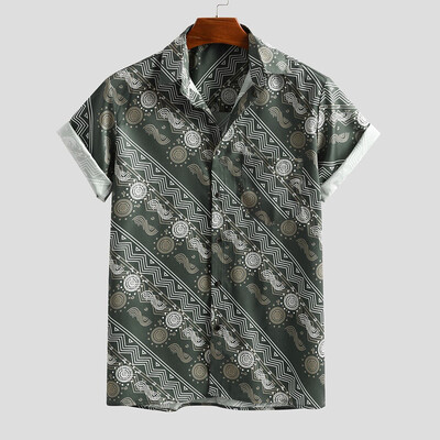 

Toponeto Mens Printed Hawaiian Breathable Casual Short Sleeve Loose Shirts