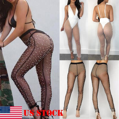 

Women&39s Beach Mesh Sheer Bikini Cover Up Swimwear Transparent Long Pant Trousers