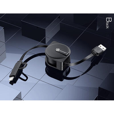 

USAMS SJ192 Retractable 2-in-1 Lightning And Micro USB Charging Cable Storage Organizer Type Data Cable-1m
