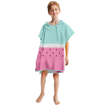 

Kids Baby Girls Boys 3D Digital Printing Hooded Bathrobe Bathing Beach Towel