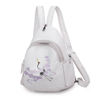 

Mini Shoulder Bag Womens Bag Korean Chao Baitao Fashion Embroidery Soft Leather Backpack Dual Purse Women