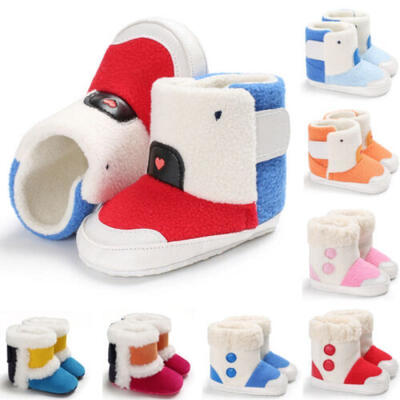 

Baby infant Girls Winter Warm Boots Newborn Toddler Soft fleece Sole Shoes 0-18M