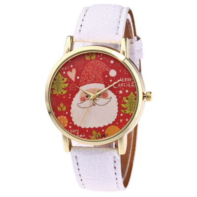 

New Christmas Ornaments Elderlyhat Pattern Leather Band Analog Quartz Vogue Watches Xmas Decoration Navidad 2018 Envio Gratis