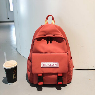 

Large Capacity Solid Color Waterproof Nylon Casual Backpack School Bag