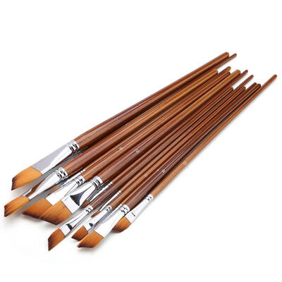 

Greensen 13Pcs Nylon Hair Watercolor Oil Painting Oblique Brush Set Wooden Handle Art Supplies