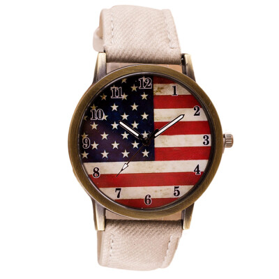 

〖Follure〗American Flag pattern Leather Band Analog Quartz Vogue Wrist Watches BK