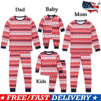 

US Family Matching Christmas Pjs Mother Dad Kid Xmas Pyjamas Nightwear Sleepwear