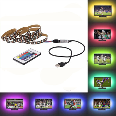 

OMTO USB LED Strip 5050 RGB TV Backlight Flexible Light Tape 24Key RF Controller