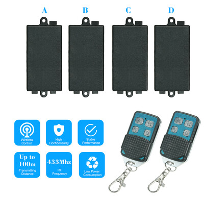 

4433MHz AC180V-240V 1CH Universal 10A Relay Wireless Remote Control Switch Receiver Module&5PCS 4 Key RF 433MHz Transmitter R