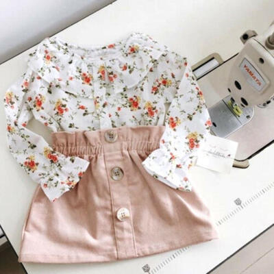 

UK Toddler Baby Girl Floral Clothes Long Sleeve Tops Dress Skirt 2PCS Outfit Set