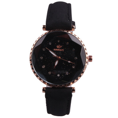 

Womens watch leather strap starry rhinestone dial simple trend students
