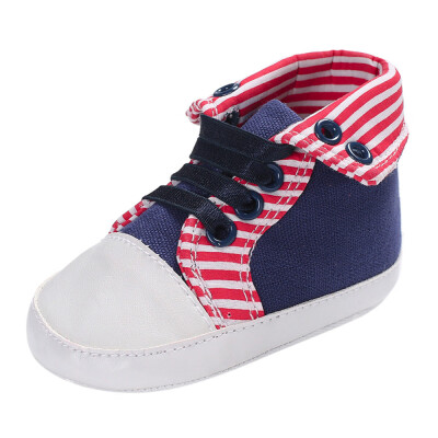 

Lovely Toddler Stripe First Walker Baby Shoes Round Toe Flats Soft Slipper Shoes