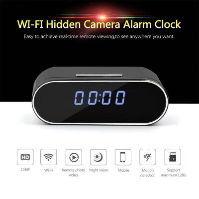 

1080P WIFI Camera Nanny Camera Black P2P IP Clock IOS Android Motion Detection Home Security Wireless CameraEU Plug 13" LEN