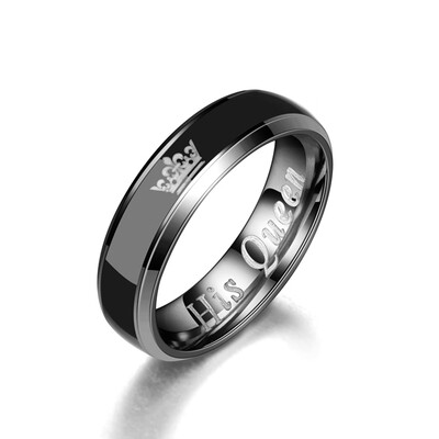 

His Queen Her King Romantic Stainless Steel Temperature Change Color Titanium Rings