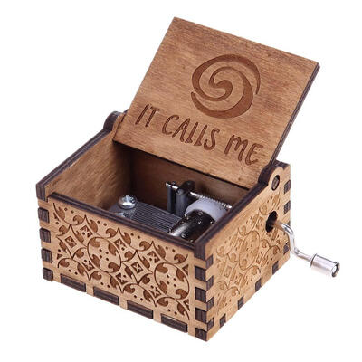 

Antique Carved Wooden Hand Crank Music Box Birthday New Year Decoration