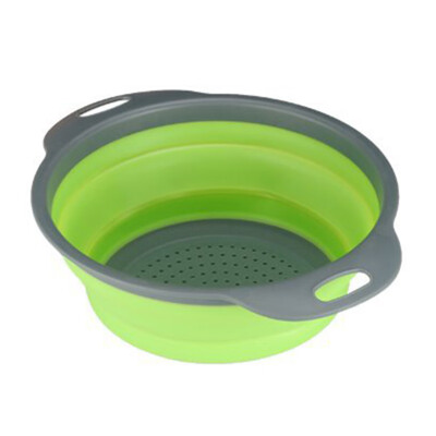 

Kitchen Silicone Collapsible Colander Fruit Vegetable Draining Strainer Basket