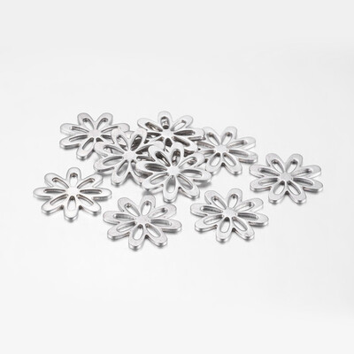 

10PCS Original Color Flower 304 Stainless Steel Pendants 21x1mm Hole 1mm