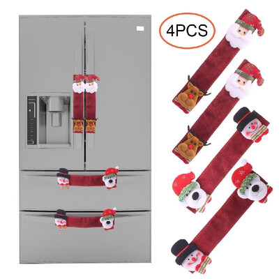 

4 PCS Christmas Handle Covers Refrigerator Santa Pattern Door Handle Cover Protective Gloves Home Decoration Handle Covers for Kit