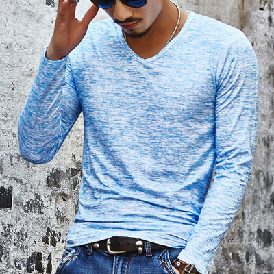 

Mens Long Sleeve V Neck Tops Casual Plus Size Slim Fit Casual Pullover Shirts
