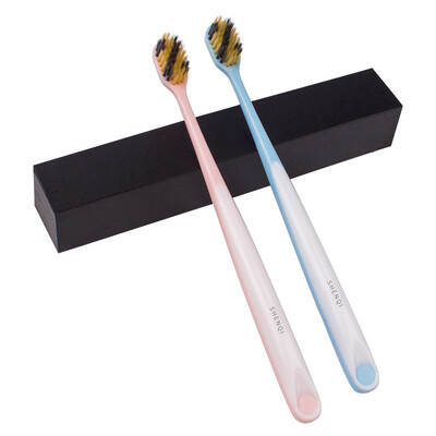 

Magic toothbrush wide brush head soft hair adult toothbrush 2 sticks powder blue