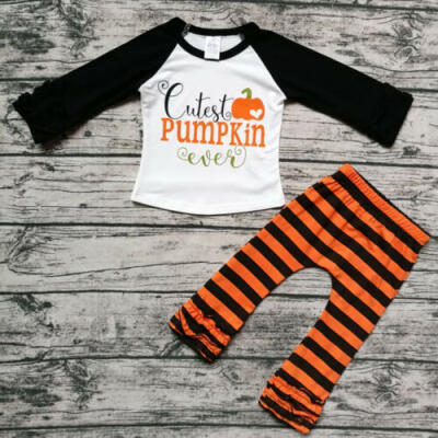 

US Halloween Infant Kids Baby Girl Ruffle Tops Leggings Pants Clothes Outfit Set