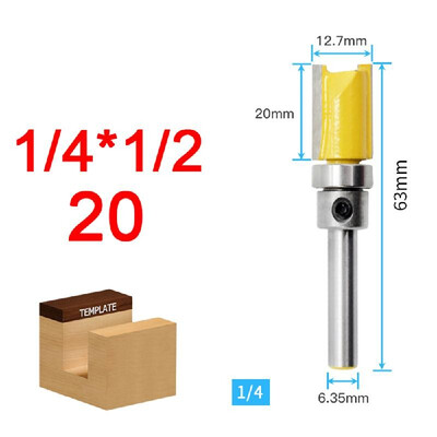 

3PCS 14 inch Shank Flute Flush Trim Pattern Router Bit Set Top Bearing Woodworking Milling Cutter Tool