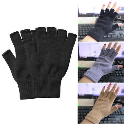 

Hots Women Men Soft Half Finger Gloves Winter Warmer Knitted Mittens Fingerless