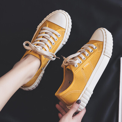 

2019 tide shoes spring canvas shoes female students Korean version of Joker ulzzang shoes Hong Kong flavor board shoes black shoes