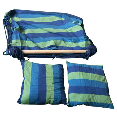 

Distinctive Cotton Canvas Hanging Rope Chair with Pillows Blue