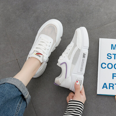 

2019 summer new white womens shoes Joker Korean version of breathable mesh net shoes summer tide shoes student style board shoes