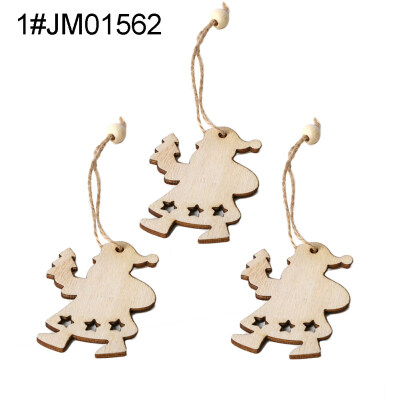 

3Pcs Retro Wooden Hollow Pendants with Rope DIY Crafts Christmas Tree Ornaments