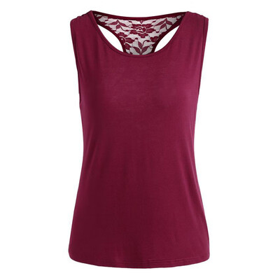 

Womens Lace Sleeveless Vest Tank Tops Ladies Casual Camisole Blouse T-Shirt 2019