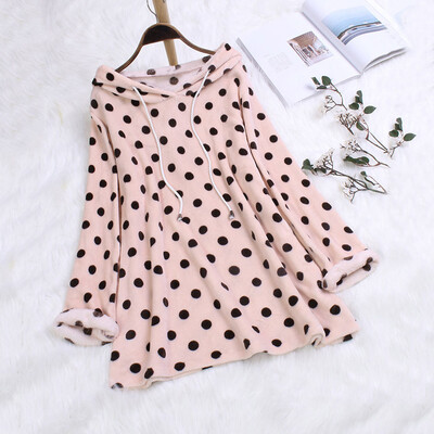 

Gobestart Womens Oversized Dot Printing Front Hooded Cardigan Blouse Top