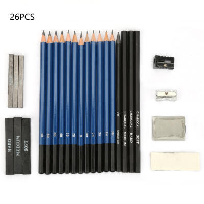 

Greensen 26PCS Wooden Handle Charcoal Pencil Set Professional Art Drawing Sketch Pencils Art Supplies