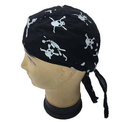 

Unisex Women Men Cotton Skulls Printed Motorcycle Cycling Cap Long Tail Bandana
